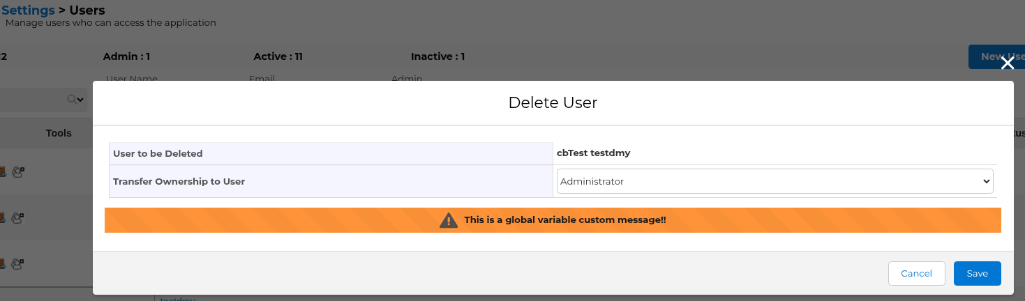 User Operation Messages