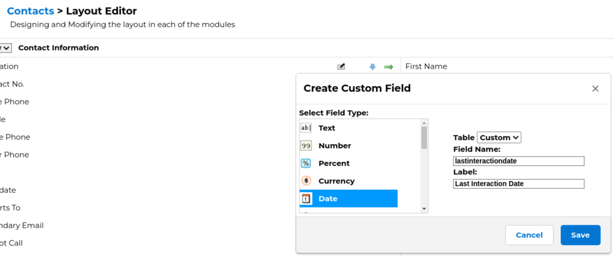 Adding a custom date field to Contacts