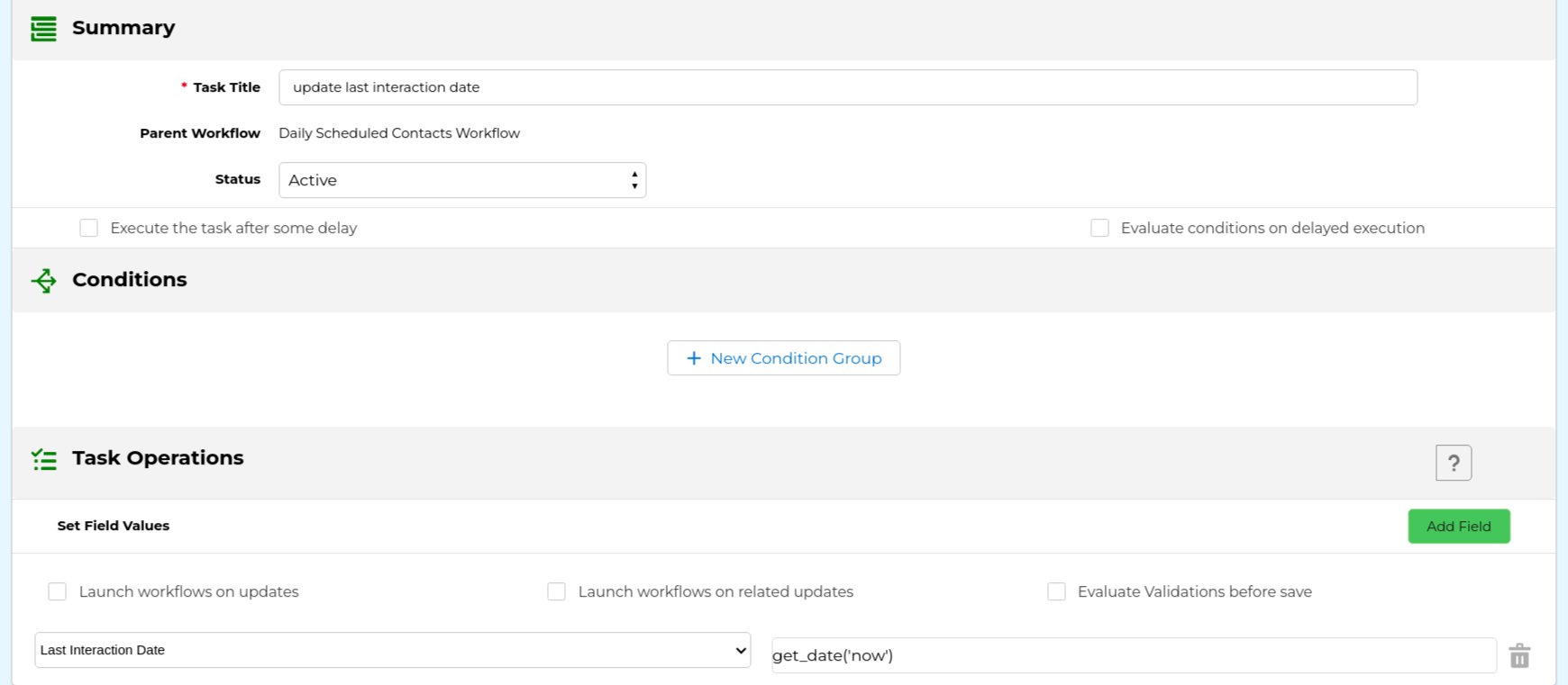 Update field workflow task