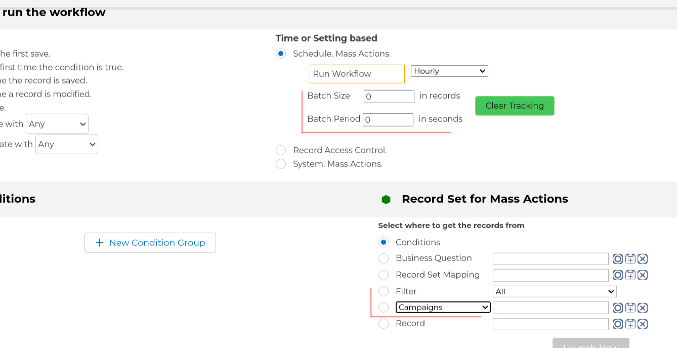 Batch Campaign Filter Fields