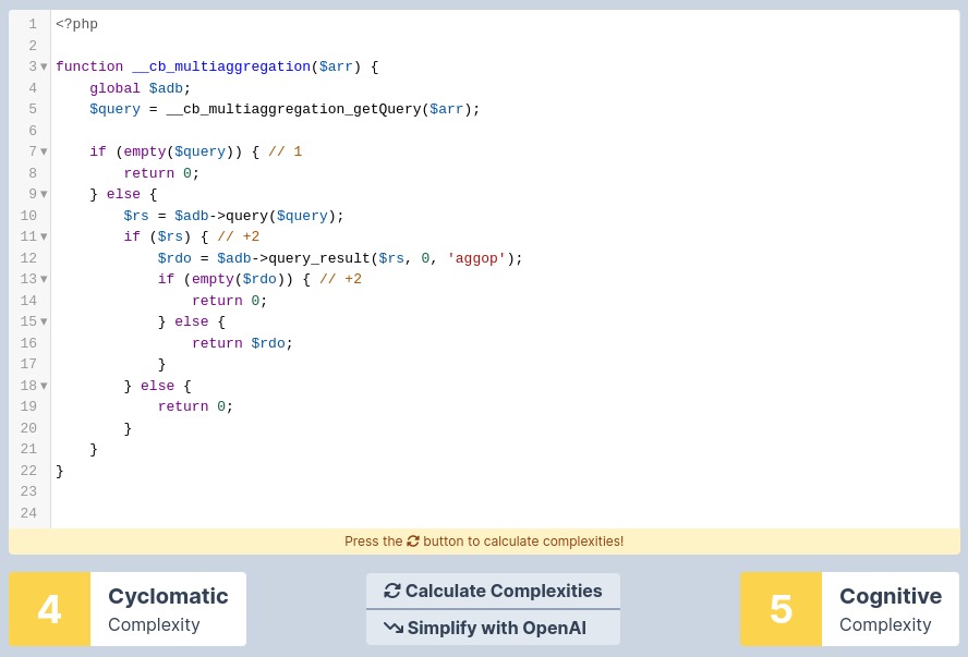 Cognitive complexity of 5 for function