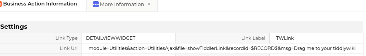 Drag Record TiddlyWiki Format Business Action
