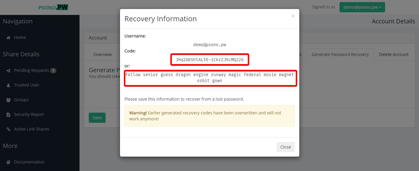 Recover Codes